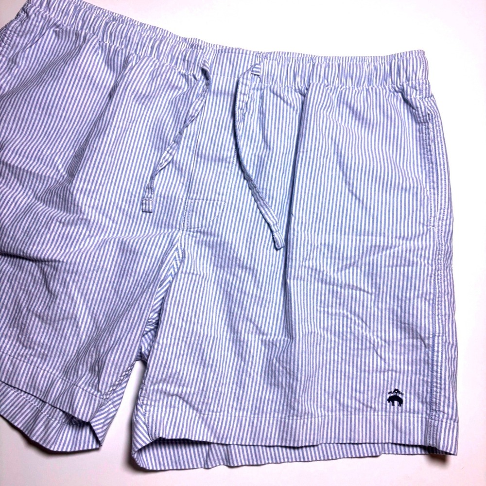 Brooks Brothers Blue White Striped Mens XL Cotton Sleep Pajama Shorts Lounge